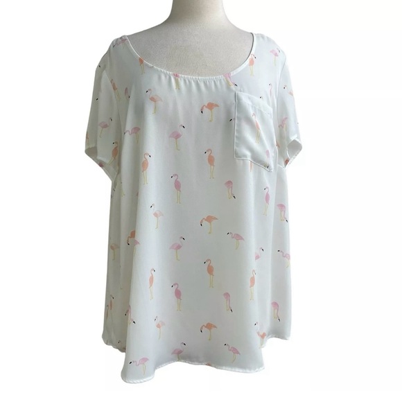 Torrid Flamingo Print Blouse With Button Down Back Size 2X - Picture 1 of 5